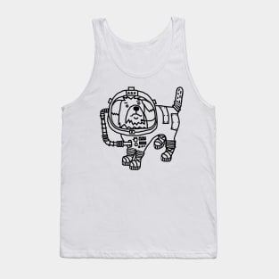 Astronaut Space General SciFi Dog Line Drawing Tank Top